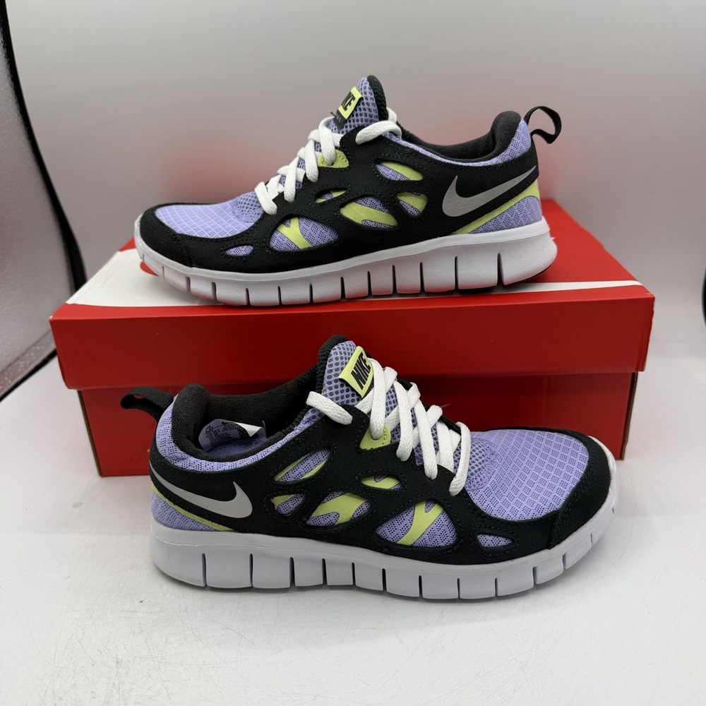 Nike Free Run 2 GS Shoes Size Kids 4.5 Y Womens 6 Purple Pulse Light Lemon Twist